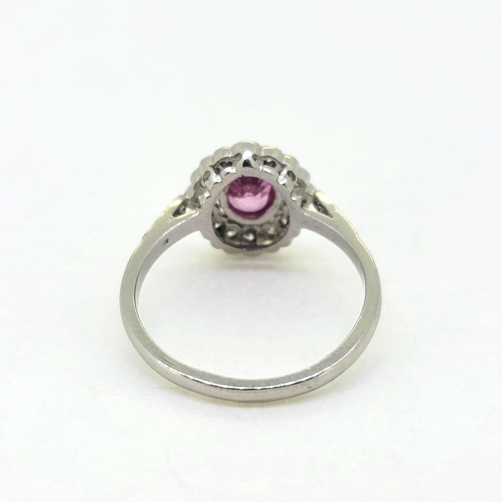 0.80ct Pink Sapphire and Diamond Cluster Engagement Ring in Platinum