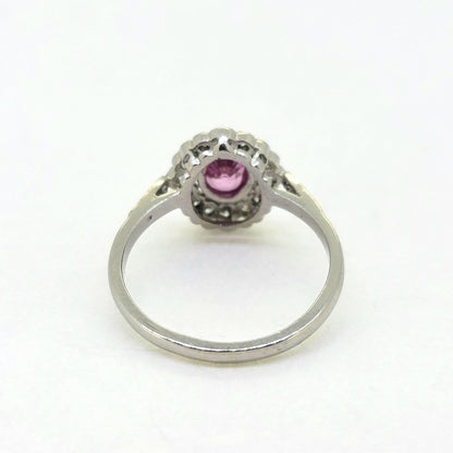 0.80ct Pink Sapphire and Diamond Cluster Engagement Ring in Platinum