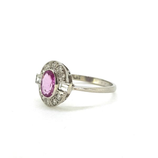 1ct Pink Sapphire and Diamond Cluster Ring
