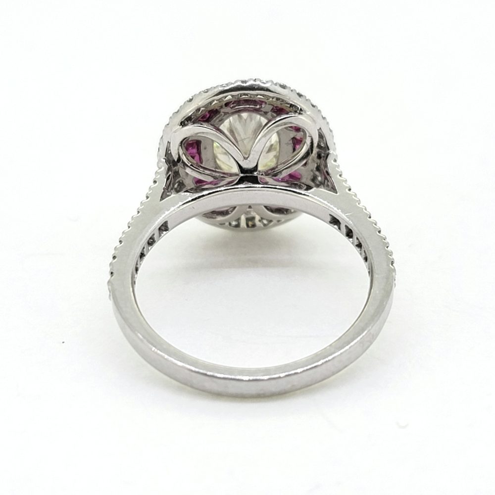 1.51ct Fancy Yellow Diamond and Ruby Cluster Ring in Platinum
