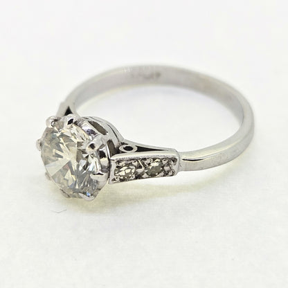 1.52ct Diamond Solitaire Engagement Ring with Diamond Shoulders