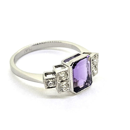 1.50ct Amethyst and Diamond Ring in Platinum
