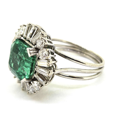 Columbian Emerald and Diamond Cluster Ring.