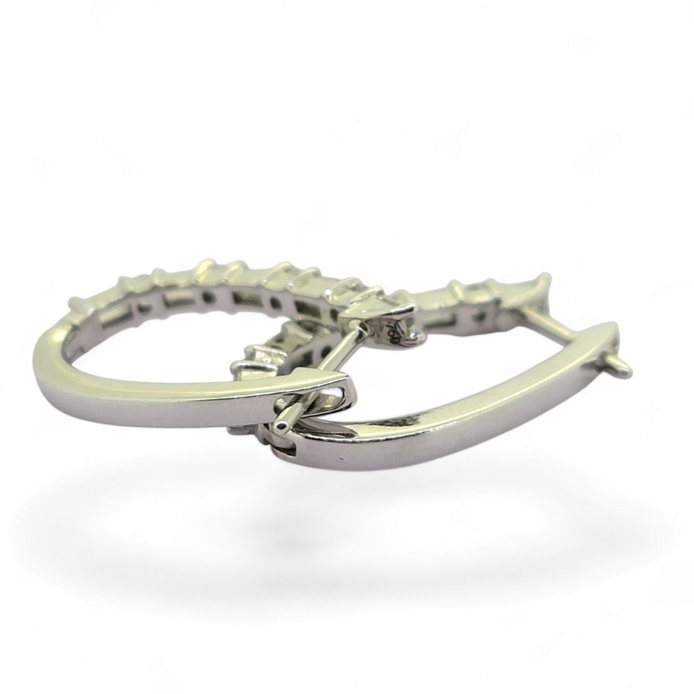 Horseshoe 1.31ct Brilliant and Baguette Diamond Hoop Earrings