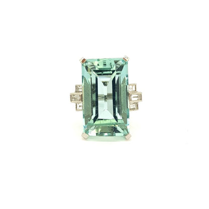 18.35ct Aquamarine and Diamond Dress Cocktail Ring