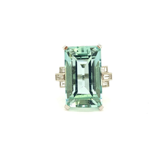 18.35ct Aquamarine and Diamond Dress Cocktail Ring