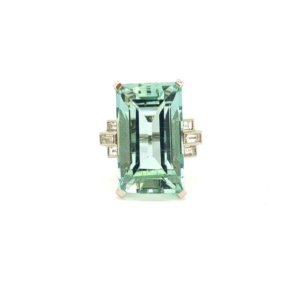 18.35ct Aquamarine and Diamond Dress Cocktail Ring