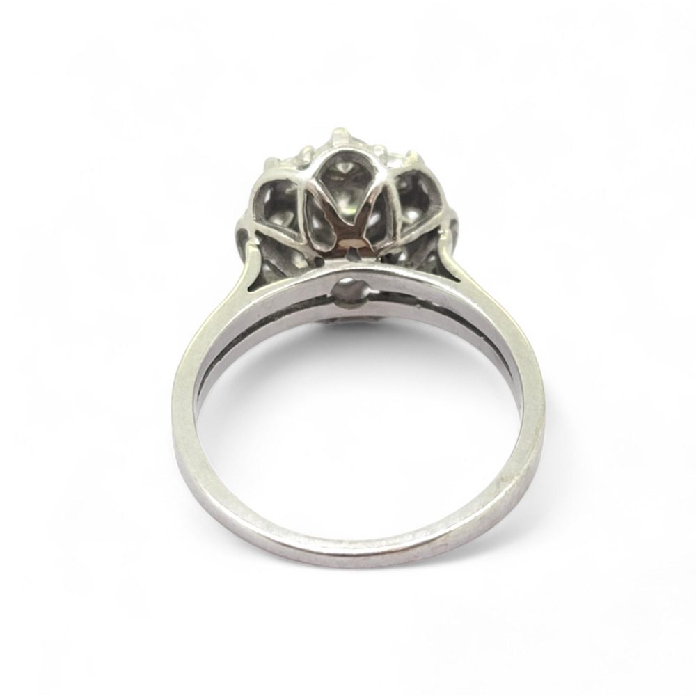 Vintage 1ct Diamond Cluster Engagement Ring in 18ct White Gold, Circa 1975
