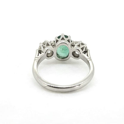1..70ct Emerald and Diamond Three Stone Ring in Platinum