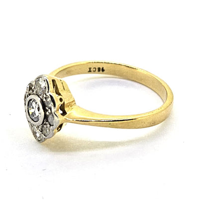 Antique Style Diamond Navette Cluster Engagement Ring in 18ct Yellow Gold
