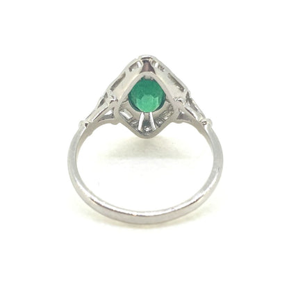 Emerald and Diamond Cluster Plaque Ring in Platinum