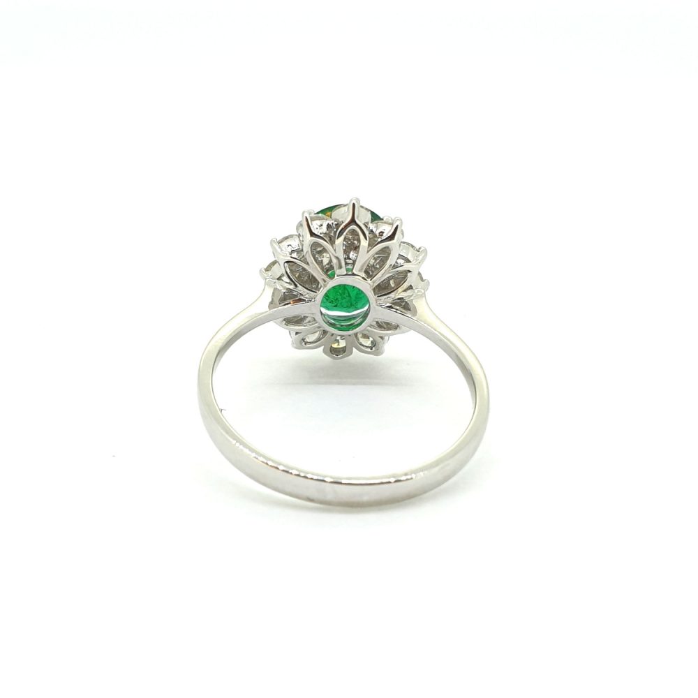 2.16ct Oval Emerald and Diamond Cluster Ring