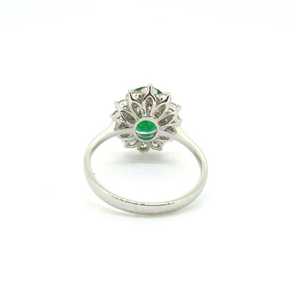 2.16ct Oval Emerald and Diamond Cluster Ring