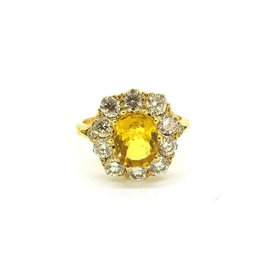 2.70ct Yellow Sapphire and Diamond Cluster Dress Ring