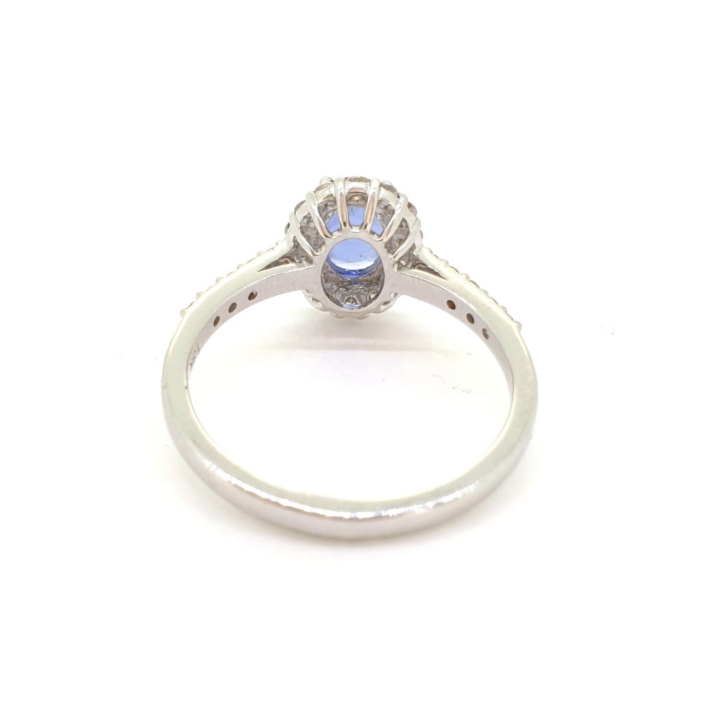 0.75ct Sapphire and Diamond Oval Cluster Engagement Ring