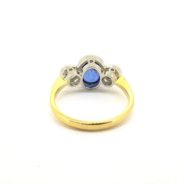 2.25ct Sapphire and Diamond Three Stone Ring