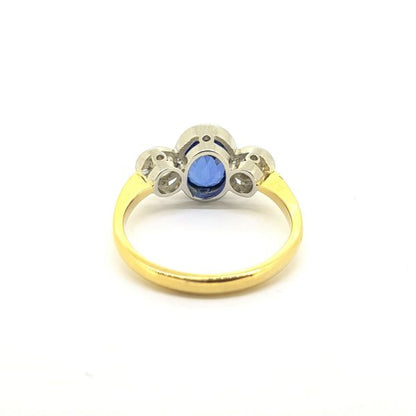 2.25ct Sapphire and Diamond Three Stone Ring