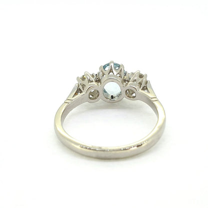1.10ct Aquamarine and Diamond Three Stone Engagement Ring
