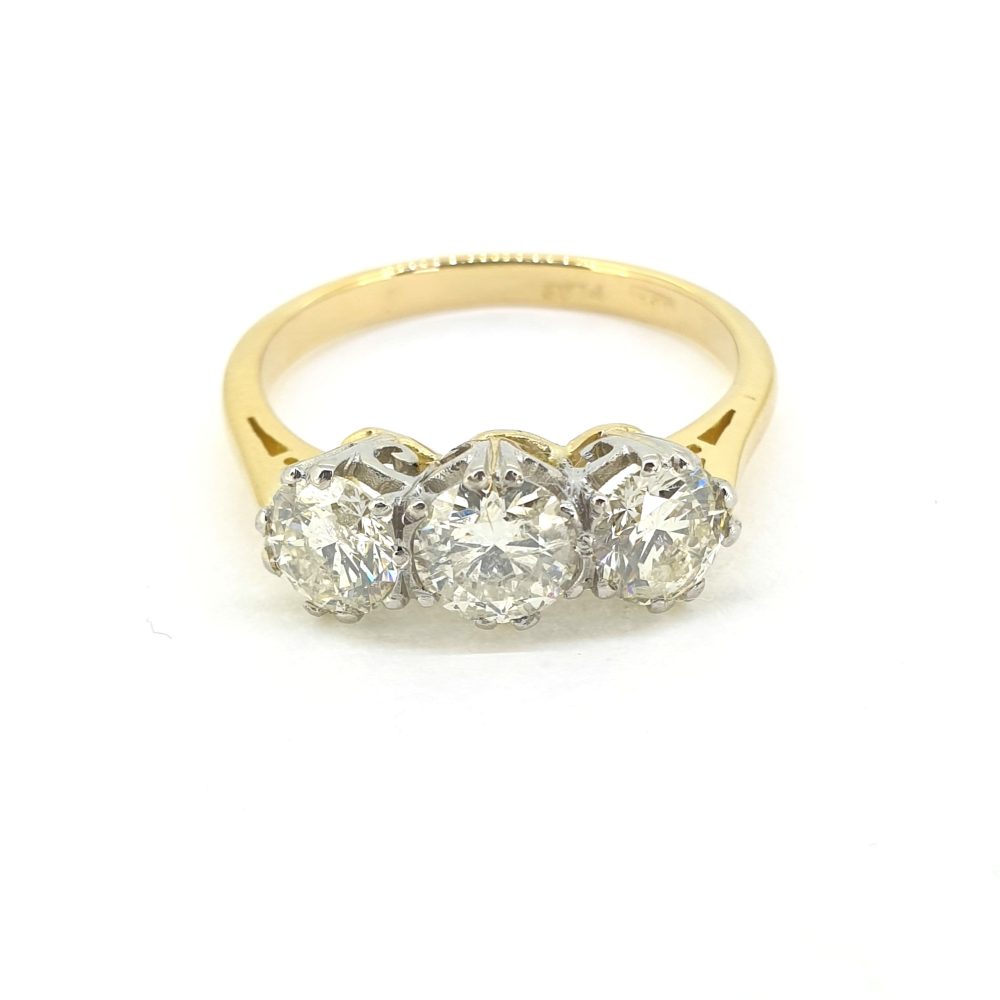 1.60ct Diamond Three Stone Engagement Ring in Platinum and 18ct Yellow Gold