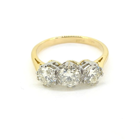 1.60ct Diamond Three Stone Engagement Ring in Platinum and 18ct Yellow Gold
