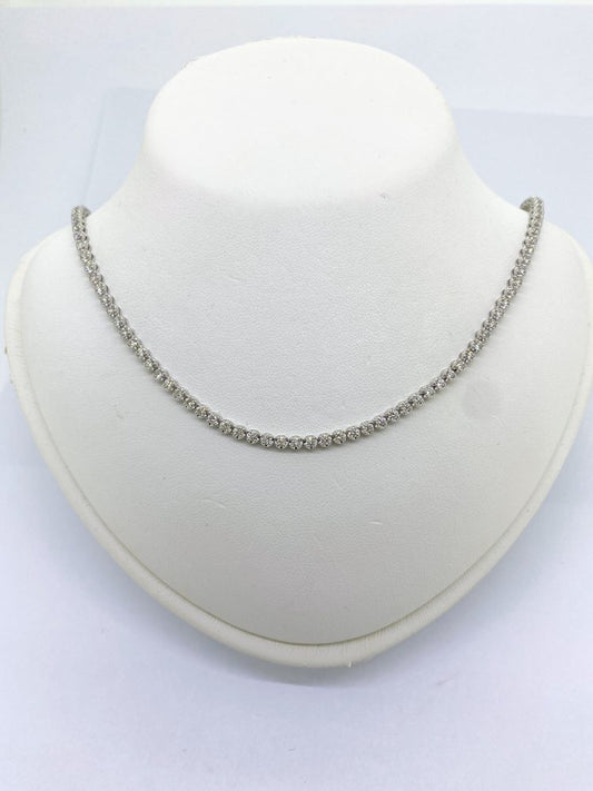 Diamond Line Necklace in 18ct White Gold, 5.28 carat total