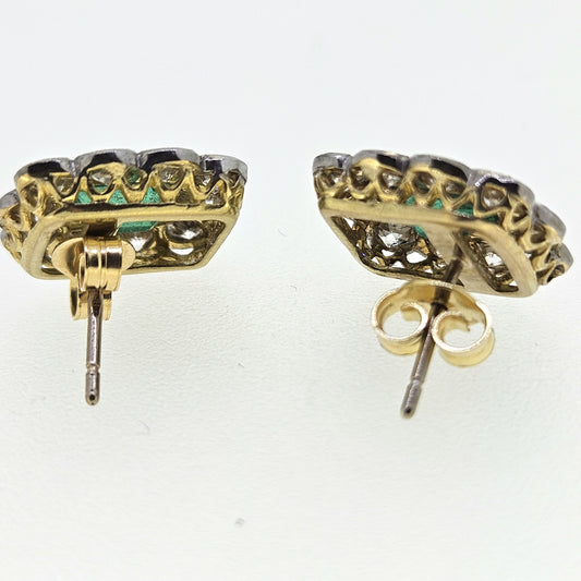 Emerald and Diamond Cluster earrings E2.20 D2.70
