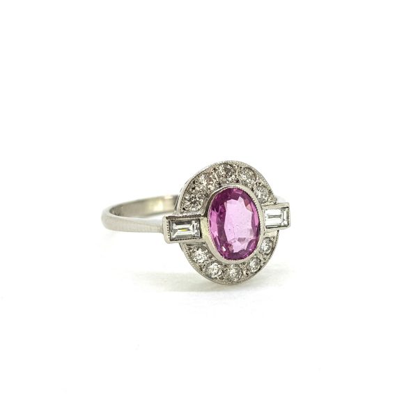 1ct Pink Sapphire and Diamond Cluster Ring