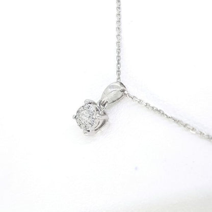 Diamond Cluster Pendant and White Gold Chain, 0.08 carats
