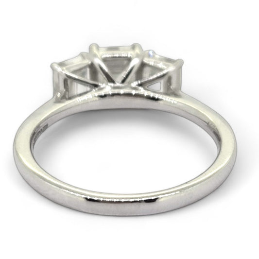 Emerald Cut Three Stone Diamond Engagement Ring in Platinum, 2.34 carats