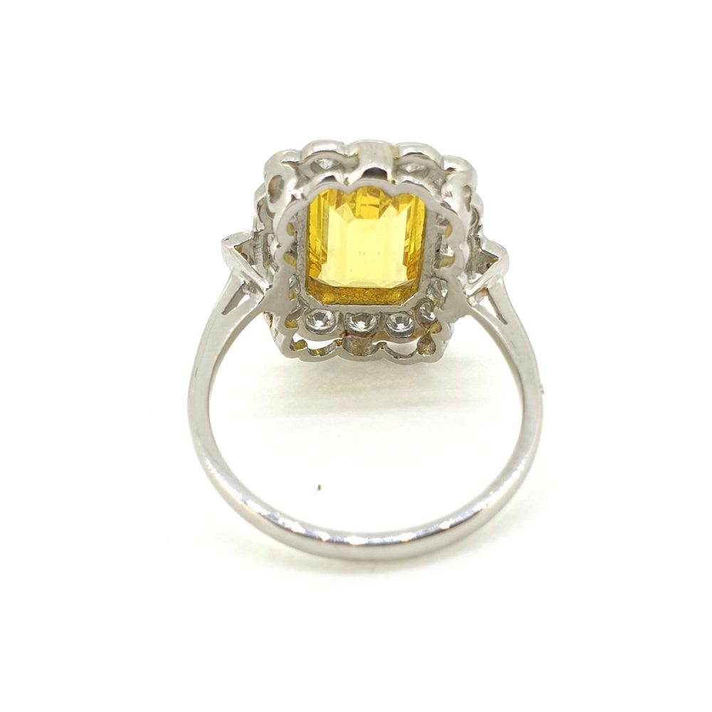 3.60ct Yellow Sapphire and Diamond Cluster Dress Ring in Platinum
