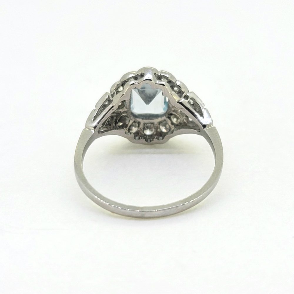 1ct Aquamarine and Diamond Cluster Dress Ring