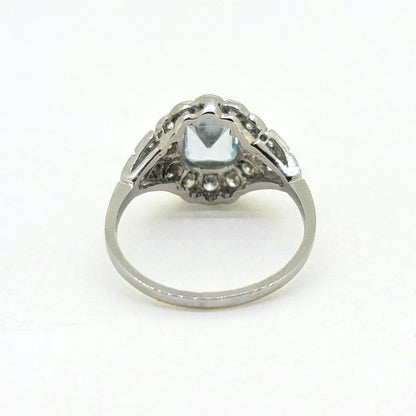 1ct Aquamarine and Diamond Cluster Dress Ring