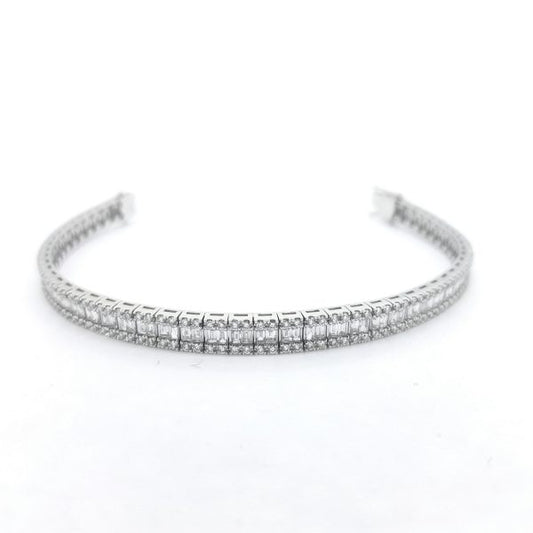 Baguette Cut Diamond Line Bracelet, 4.42 carat total, in 18ct white gold