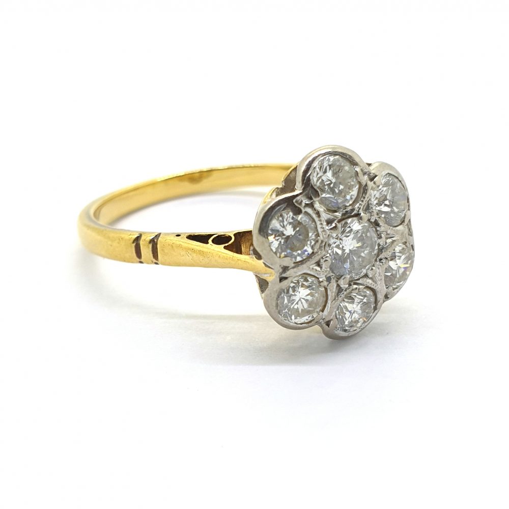 Vintage 1ct Diamond Daisy Cluster Ring