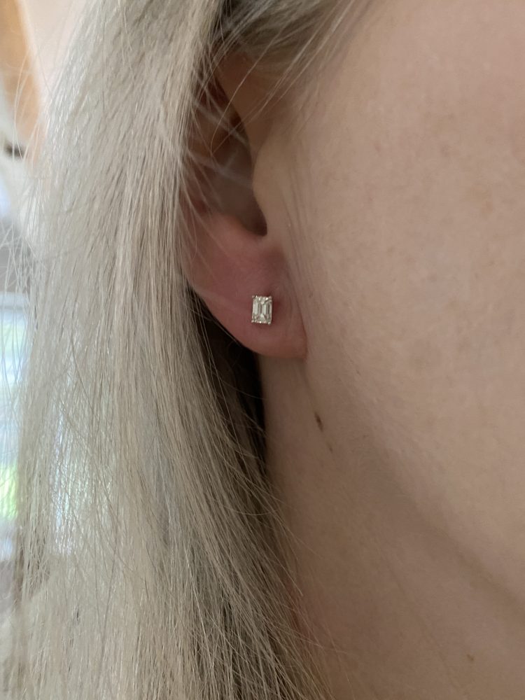 0.50ct Emerald Cut Diamond Stud Earrings in 18ct White Gold