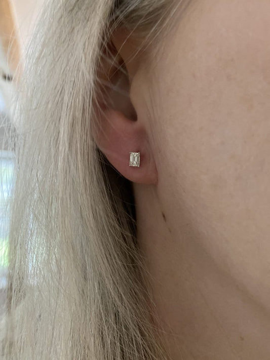 0.50ct Emerald Cut Diamond Stud Earrings in 18ct White Gold