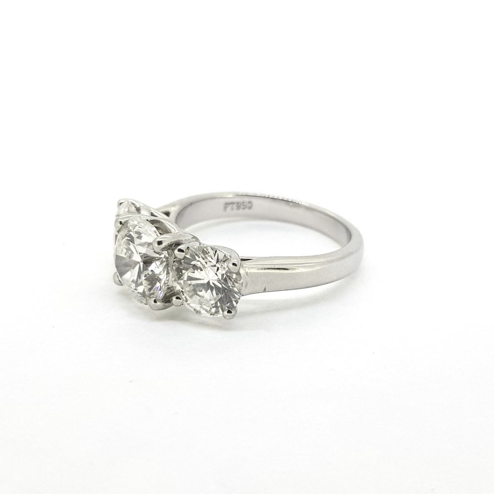 Three Stone Diamond Ring in Platinum, 4.50 carat total