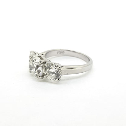 Three Stone Diamond Ring in Platinum, 4.50 carat total