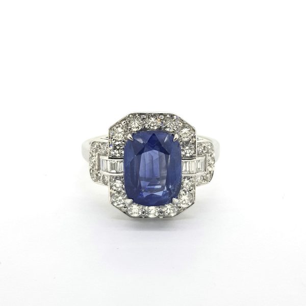 3.46ct Sapphire and Diamond Cluster Dress Ring