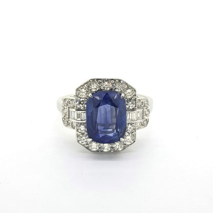 3.46ct Sapphire and Diamond Cluster Dress Ring
