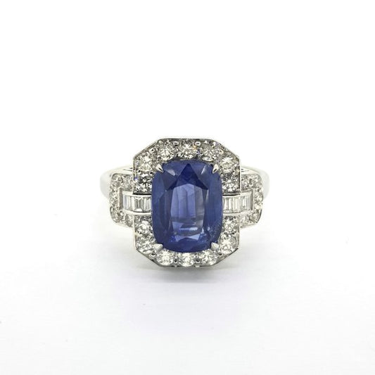 3.46ct Sapphire and Diamond Cluster Dress Ring