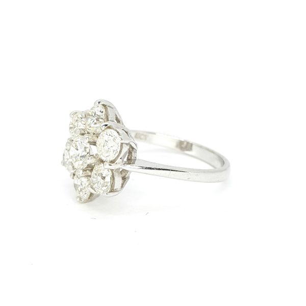 Diamond Daisy Floral Cluster Ring in 18ct White Gold, 2.30 carat total