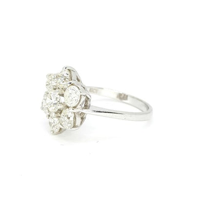 Diamond Daisy Floral Cluster Ring in 18ct White Gold, 2.30 carat total