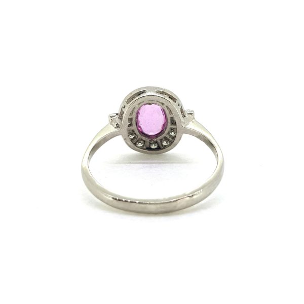 1ct Pink Sapphire and Diamond Cluster Ring