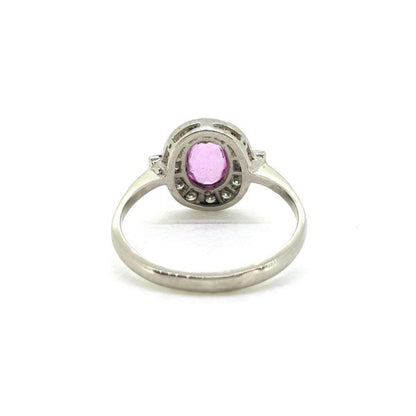 1ct Pink Sapphire and Diamond Cluster Ring