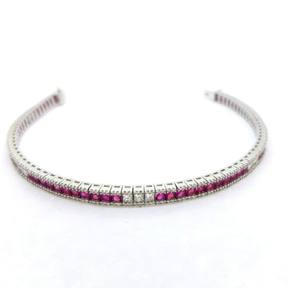 Square Cut Ruby and Diamond Bracelet, 8.62 carats