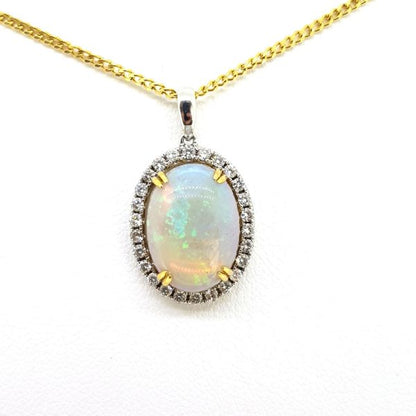 Opal and diamond pendant 4.46 carats