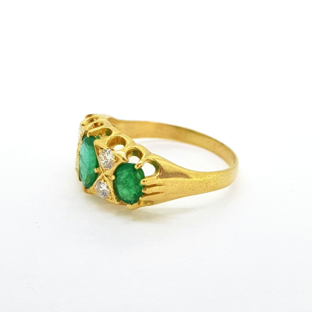 Emerald Trilogy Ring with Diamonds, 1.60 carats