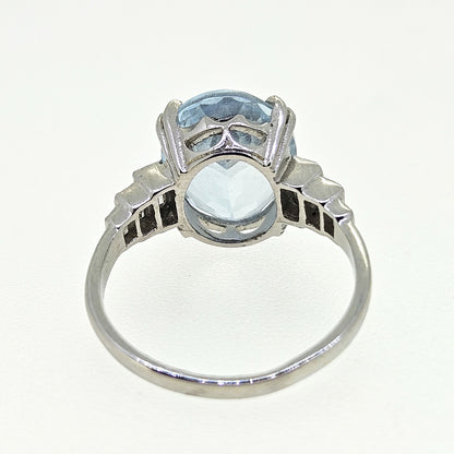 Aquamarine and Diamond Ring Aq5.0 D.50 Platinum
