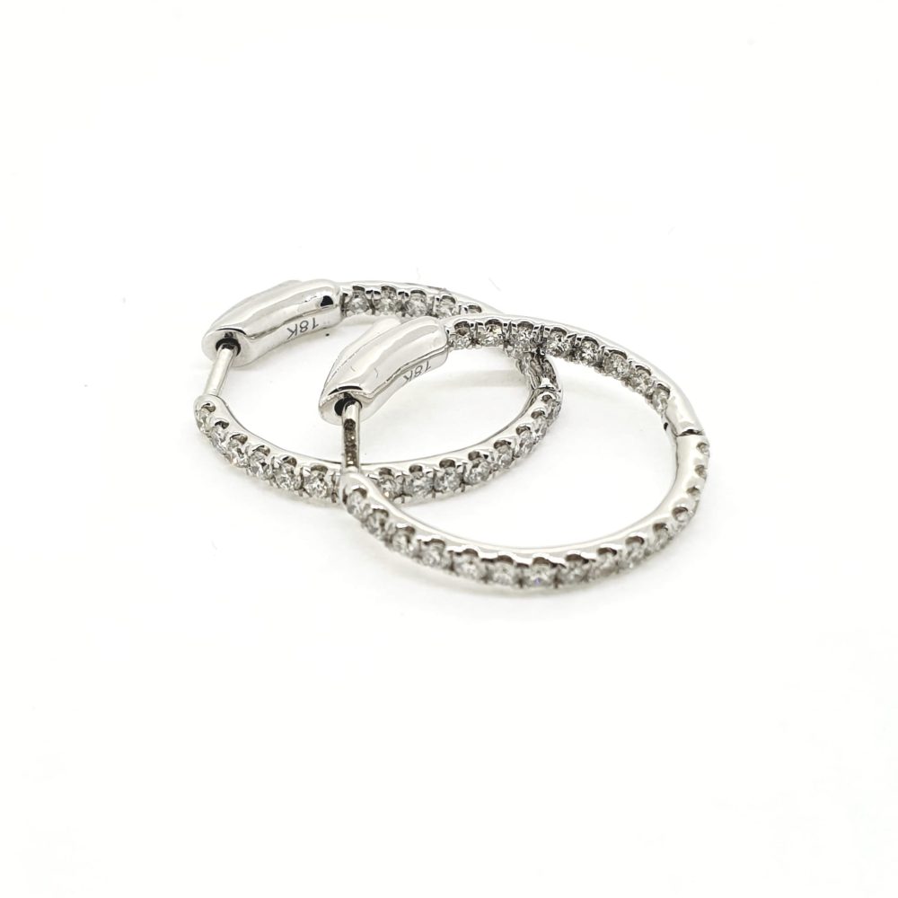 Diamond Hoop Earrings in 18ct White Gold 0.61 carats